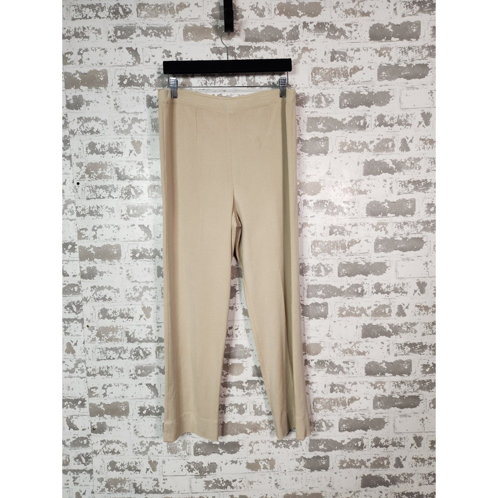Ming Wang Womens Pants Straight Wrinkle Resistant Large Beige Pull On Stretch